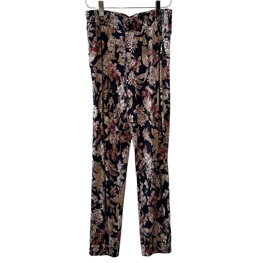Veronica M Blue Floral Silky Jogger Pants S